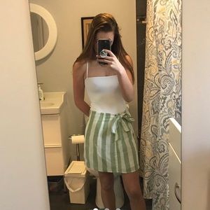 Green and white stripe skirt